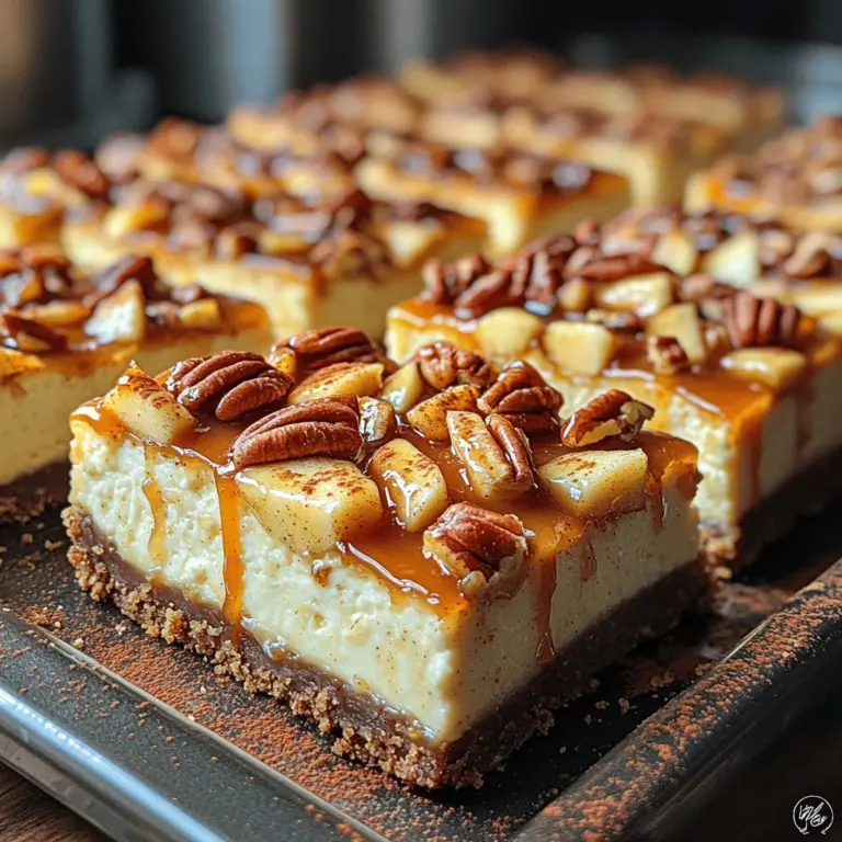In the realm of desserts, few combinations are as enchanting as the sweet and savory blend of caramel and apples, particularly when enveloped in a creamy cheesecake. The Heavenly Caramel Apple Cheesecake Bars recipe brings together the rich and luscious flavors of cream cheese, a buttery crust, and the delightful contrast of sweet tart apples, all drizzled with warm, gooey caramel. This indulgent dessert has earned its place as a cherished favorite in homes across the country, captivating dessert lovers with its comforting flavors and inviting aroma.