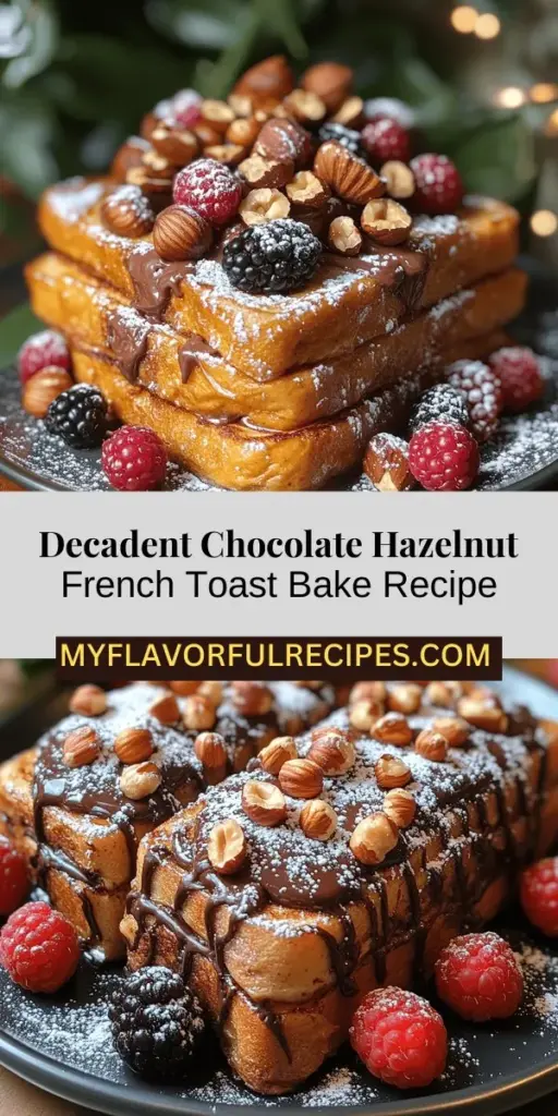 Indulge in the delightful Chocolate Hazelnut French Toast Bake, a perfect blend of comfort and convenience for your breakfast or brunch table. This easy-to-make casserole features fluffy bread soaked in a rich chocolate hazelnut custard, baked to golden perfection. Ideal for serving a crowd or enjoying a lazy weekend morning, this recipe allows for endless customization. Elevate your breakfast game with this delicious, crowd-pleasing dish that your loved ones will adore!