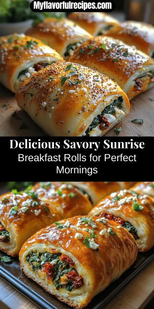 Start your day on a flavorful note with Savory Sunrise Breakfast Rolls! These homemade delights blend fluffy bread with a delicious filling of spinach, feta, and sun-dried tomatoes. Perfect for breakfast or brunch gatherings, each roll offers a delightful contrast of textures and tastes. This recipe is versatile, allowing for personal twists, so get creative with the fillings. Enjoy them warm with coffee or juice for a satisfying morning treat!