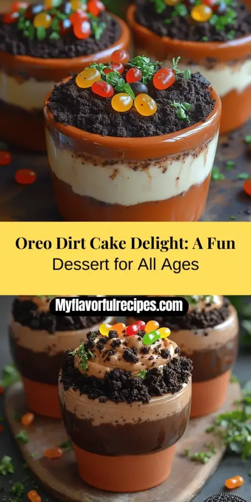 Discover the fun of making Oreo Dirt Cake Delight, a whimsical dessert perfect for celebrations or a sweet surprise at home. This easy-to-make treat features layers of crushed Oreos, creamy filling, and playful garnishes like gummy worms that mimic a garden scene. It's not just delicious; it's an experience that brings joy and creativity to any gathering. Enjoy the nostalgic flavors and playful presentation that will delight both kids and adults alike!