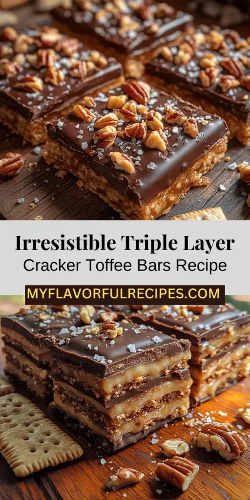 Looking for a crowd-pleasing dessert that combines sweet and salty flavors? Try making Triple Layer Cracker Toffee Bars! This easy recipe showcases a delightful mix of textures with a crunchy saltine base, rich buttery toffee, and smooth chocolate topping. Perfect for any occasion, these bars can be customized to your taste, whether you prefer adding nuts or keeping it simple. Get ready to impress everyone with this indulgent treat that's sure to have them asking for seconds!