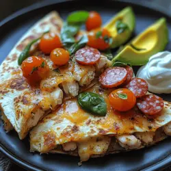 If you’re looking for a quick meal that doesn't compromise on flavor, the Basil Ranch Chicken and Salami Quesadilla with Avocado is your answer. This dish harmoniously combines the aromatic essence of fresh basil, the tangy notes of ranch seasoning, succulent chicken, and savory salami, all wrapped in a warm tortilla and complemented by the creamy richness of avocado. It’s a culinary creation that caters to both busy weeknights and leisurely gatherings, making it an ideal choice for family dinners or casual get-togethers.
