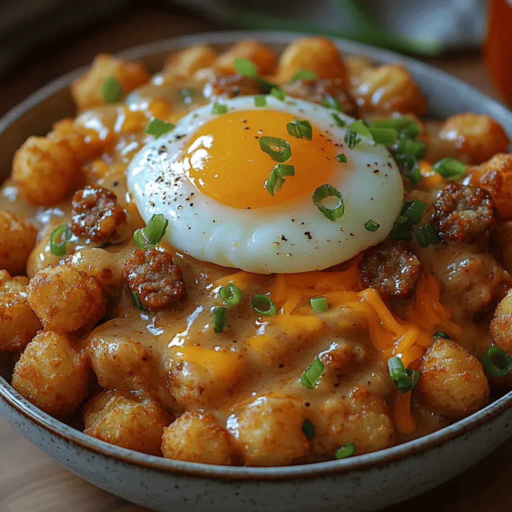 The Tater Tot Breakfast Bowl with Sausage Gravy is a delightful and indulgent breakfast option that brings warmth and comfort to the table. Imagine starting your day with a bowl filled with crispy tater tots, savory sausage gravy, fluffy scrambled eggs, and a sprinkle of cheese. This dish is not just a meal; it's an experience that combines texture and flavor, making it a perfect choice for busy mornings or leisurely weekend brunches with family and friends.