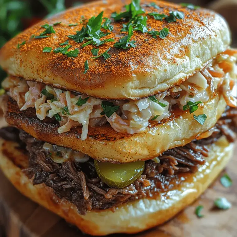 Pulled beef sandwiches have gained popularity for their incredible versatility and ease of preparation. Picture this: succulent beef, slow-cooked to perfection, shredded into tender strands, and nestled in a soft bun. The combination of savory flavors, a touch of sweetness, and the satisfying texture of the beef creates a truly irresistible experience. Additionally, the beauty of this dish lies in its adaptability; you can customize it with your favorite toppings, sauces, and sides, making it a favorite for both casual weeknight dinners and special occasions.