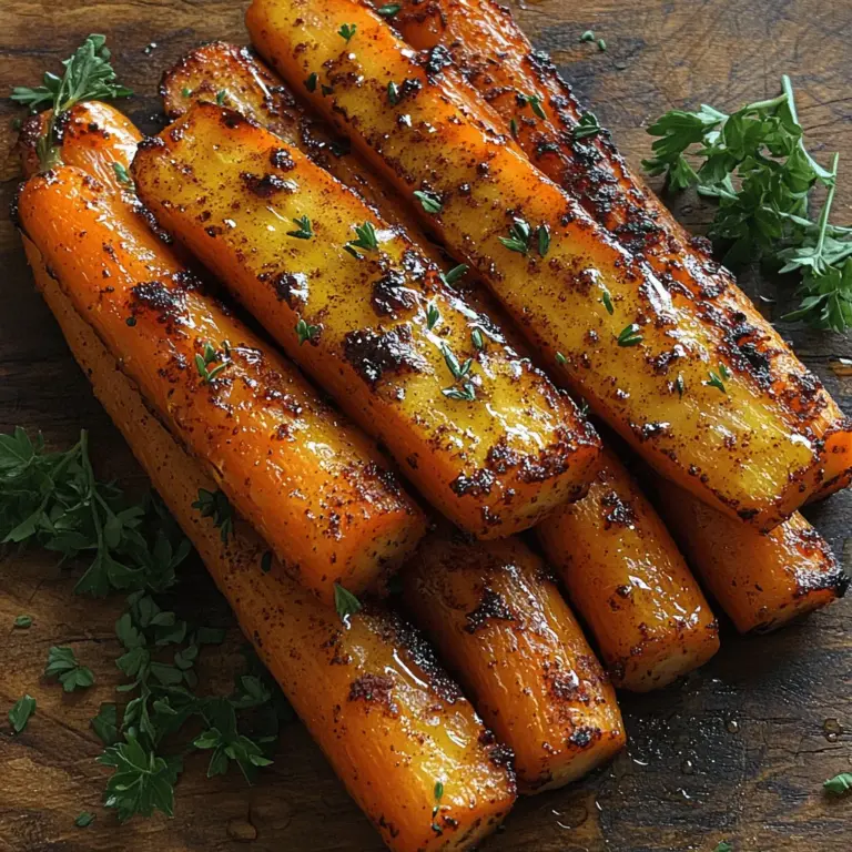 The Sweet Harmony Carrots recipe is a celebration of nature's bounty, transforming simple carrots into a stunning side dish that delights the senses. With their vibrant orange hue and natural sweetness, carrots have long been a staple in kitchens around the world. This dish elevates them to new heights with a harmonious blend of flavors - the rich, warm notes of honey and butter, balanced by the aromatic spices that enhance their natural essence. Whether you’re preparing a casual weeknight dinner or hosting a festive gathering, Sweet Harmony Carrots serve as a versatile companion, pleasing both the palate and the eye.