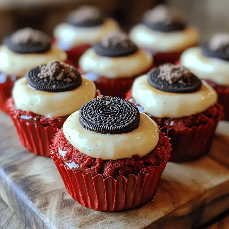 Red velvet desserts have garnered immense popularity over the last few years, captivating the hearts and taste buds of dessert enthusiasts across the globe. The rich, velvety texture combined with a hint of cocoa and a striking crimson hue makes red velvet a standout choice for any dessert lover. Among the delightful variations of this beloved flavor is the innovative Oreo Delight Red Velvet Cheesecake Bites. This recipe skillfully marries the classic taste of red velvet with the creamy richness of cheesecake and the familiar crunch of Oreo cookies, creating an irresistible treat that is perfect for any occasion.