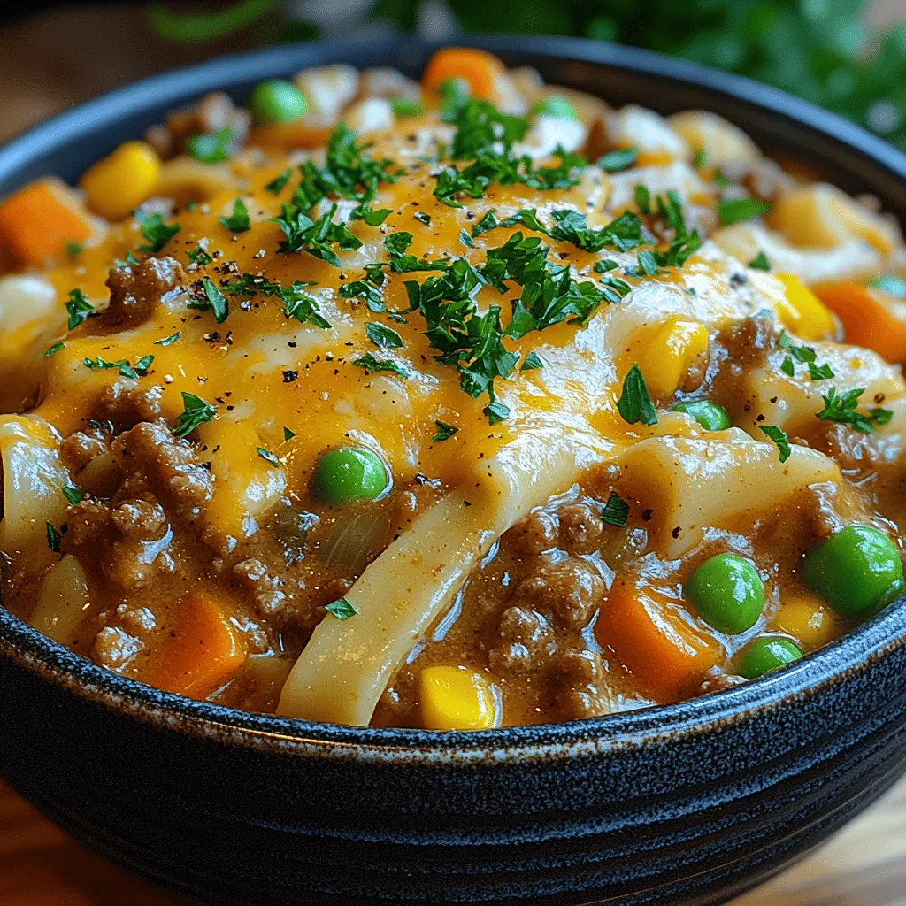 When the weather turns chilly or you're simply in need of a hearty meal that warms both the body and soul, there's nothing quite like a dish of Cheesy Beef and Noodles Delight. This comforting casserole is a delightful combination of tender ground beef, egg noodles, creamy soup, and a generous amount of melted cheese, creating a flavorful experience that is hard to resist. Not only is this dish incredibly satisfying, but it also embodies the essence of comfort food, serving as a reminder of home-cooked meals shared with family and friends.