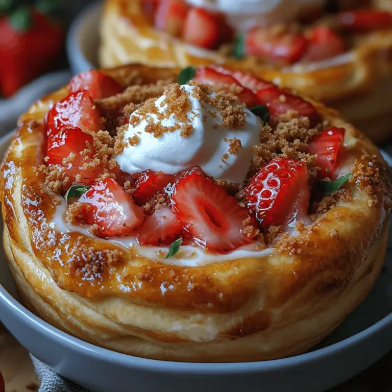 If you’re searching for a dessert that marries the classic flavors of strawberry shortcake with the creamy richness of cheesecake, look no further than Strawberry Shortcake Cheesecake Rolls. This delightful treat features a luscious cream cheese filling paired with fresh strawberries, all wrapped in a flaky crescent roll dough. The result is a sweet, satisfying dessert that not only tastes incredible but also offers a beautiful presentation, making it perfect for gatherings, picnics, and special occasions.