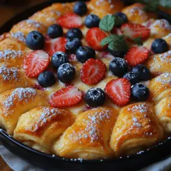 If you’re in search of a dessert that combines both comfort and indulgence, look no further than the Creamy Cheesecake Crescent Rolls Casserole. This delightful recipe marries the rich, creamy goodness of cheesecake with the buttery, flaky texture of crescent rolls, creating a treat that is as visually appealing as it is delicious. Perfect for gatherings, family dinners, or simply a sweet treat to enjoy at home, this casserole promises to satisfy your sweet tooth and impress your guests.