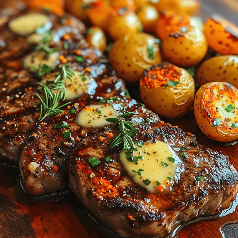 Imagine a plate adorned with a perfectly seared ribeye steak, its juices glistening in the light, complemented by a side of golden, crispy baby potatoes, all generously drizzled with rich garlic butter. This is not just a meal; it's an experience that tantalizes the senses and transforms a regular dinner into a culinary celebration. The Sizzling Garlic Butter Steak & Potatoes recipe embodies the perfect balance of flavors that can elevate any occasion, whether it's an intimate dinner for two or a gathering of friends and family.
