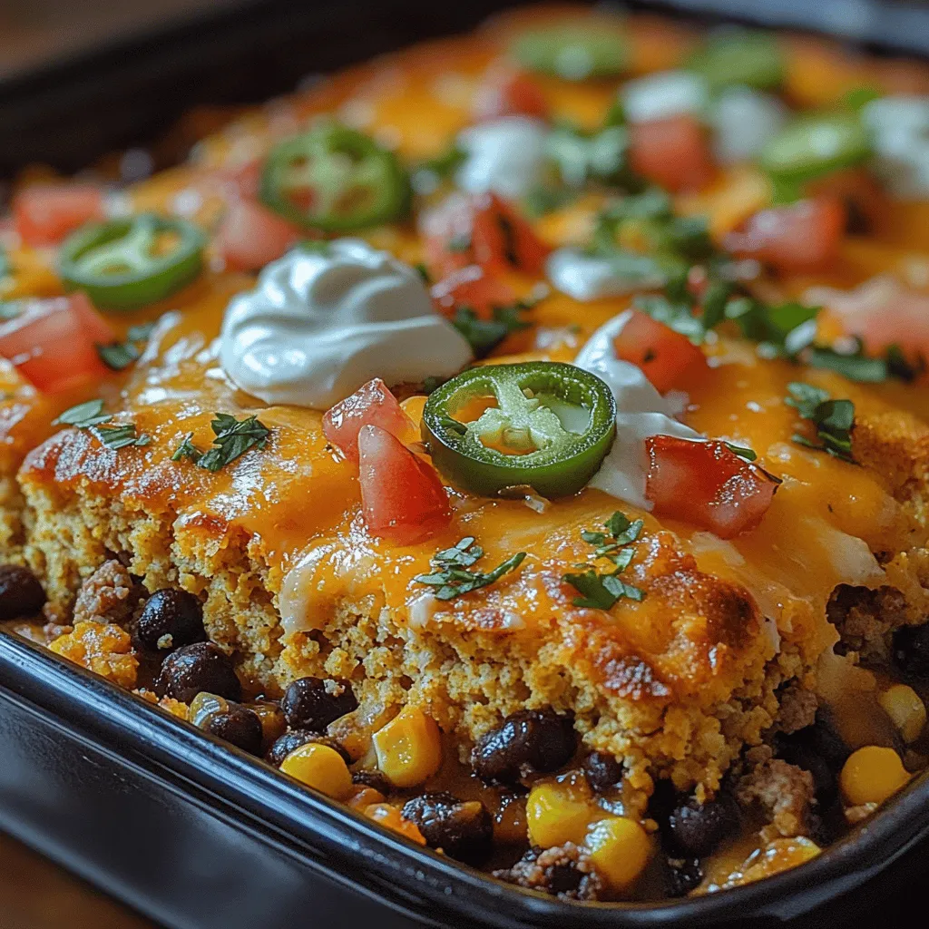 At its core, the Savory Cornbread Taco Bake is a dish that combines the rich textures of cornbread with the vibrant tastes of taco ingredients. Imagine a warm, golden cornbread crust cradling a savory filling of seasoned ground meat, beans, and corn, all topped with melty cheese and your choice of fresh toppings. This dish is a celebration of flavors that can transport you to the heart of Mexican and Southern cuisine in every bite.