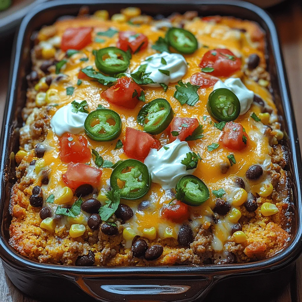 At its core, the Savory Cornbread Taco Bake is a dish that combines the rich textures of cornbread with the vibrant tastes of taco ingredients. Imagine a warm, golden cornbread crust cradling a savory filling of seasoned ground meat, beans, and corn, all topped with melty cheese and your choice of fresh toppings. This dish is a celebration of flavors that can transport you to the heart of Mexican and Southern cuisine in every bite.
