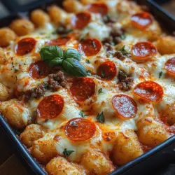 Casseroles have long been a staple in American kitchens, celebrated for their hearty flavors and comforting textures. These one-dish wonders provide a perfect solution for busy families, offering a way to combine a variety of ingredients into a warm, cohesive meal. Among the myriad of casserole options, the Pepperoni Pizza Tater Tot Casserole stands out as a fun and filling dish that effortlessly brings the flavors of pizza into a comforting, easy-to-prepare format.