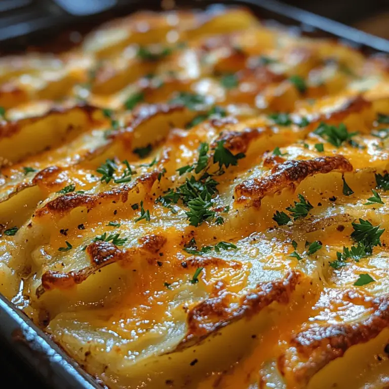 When it comes to comfort food that can effortlessly warm the heart and soul, few dishes hold a candle to Cheesy Potato Delight Au Gratin. This classic dish, with layers of tender potatoes enveloped in a rich, creamy cheese sauce, is the epitome of indulgence. The allure of cheesy au gratin potatoes spans various cuisines, where the combination of creamy textures and savory flavors creates a dish that is not only satisfying but also nostalgic for many. Whether served as a side dish at festive gatherings or as a main course during a cozy family dinner, Cheesy Potato Delight Au Gratin evokes a sense of togetherness that brings loved ones around the table.