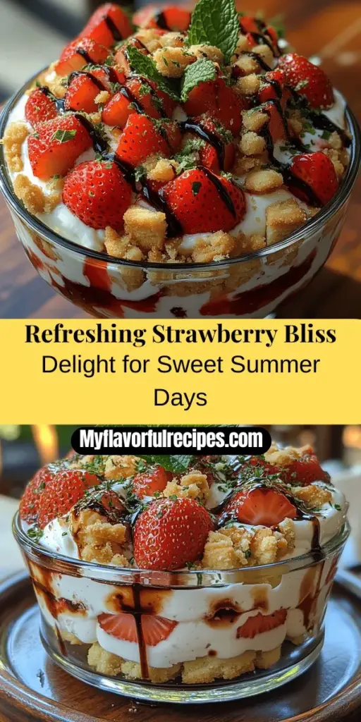 Indulge in the refreshing taste of summer with Strawberry Bliss Delight, a dessert that artfully combines luscious ripe strawberries, fluffy whipped cream, and creamy Greek yogurt. This easy-to-make treat is perfect for any occasion, whether it's a casual family dinner or an elegant celebration. With its delightful layers and complementary flavors, it's sure to impress. Try this sweet, tangy delight and elevate your dessert game to a whole new level!