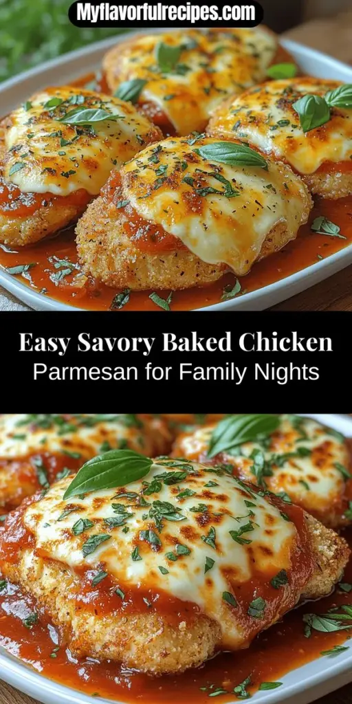 Discover the magic of Savory Baked Chicken Parmesan, a classic Italian-American dish that combines juicy chicken breasts, rich marinara sauce, and melted cheese for a hearty meal everyone will love. This baked version is healthier and easier to make than the fried kind, making it a perfect choice for weeknight dinners. With simple ingredients and clear steps, this recipe brings families together around the dinner table. Elevate your cooking with this delicious, comforting dish!
