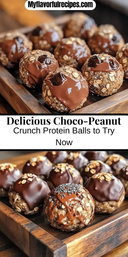 Discover a delicious and nutritious snack with Choco-Peanut Crunch Protein Balls! These no-bake treats are packed with wholesome ingredients like rolled oats, natural peanut butter, and chocolate protein powder, making them perfect for fueling your day. Easy to make and customizable to your taste, these protein balls are great for energy boosts post-workout or as a midday pick-me-up. Enjoy the rich flavors and health benefits while satisfying your sweet tooth!