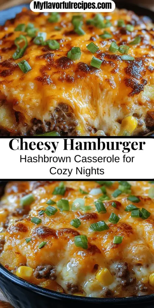 Experience the ultimate comfort food with this Crunchy Cheesy Hamburger Hashbrown Casserole. This hearty dish combines crispy hashbrowns, savory ground beef, and a rich cheesy sauce for a satisfying meal perfect for family dinners, potlucks, or game day. Easy to prepare, this casserole showcases the beauty of simple ingredients coming together. Enhance it with optional veggies or serve with fresh sides for a delightful twist. Discover the recipe and make it your own!