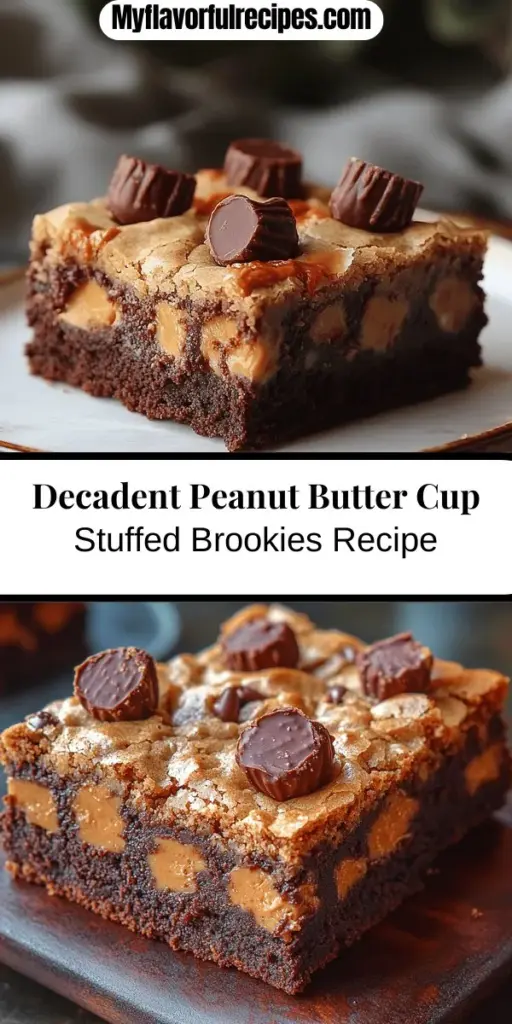 Indulge in the ultimate dessert with this Peanut Butter Cup Stuffed Brookies recipe. Combining luscious brownie and soft cookie layers, each bite reveals a gooey surprise of melted peanut butter cups. Perfectly balanced and incredibly satisfying, these brookies are easy to make, making them ideal for both novice and experienced bakers. Elevate your dessert game and impress friends and family with this decadent treat that’s sure to be a crowd favorite!