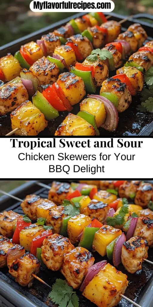 Experience the wonderful blend of flavors with Tangy Tropic Sweet and Sour Chicken Skewers. This recipe elevates traditional sweet and sour chicken by adding succulent grilled chicken, juicy pineapple, and colorful bell peppers for a tropical twist. Perfect for family meals or summer barbecues, these skewers are not only delicious but also nutritious, offering lean protein and vibrant veggies. Dive into a delicious culinary adventure that brings the taste of the tropics to your table!