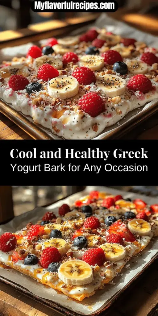 Discover the delightful world of Greek yogurt bark with this easy and nutritious recipe! Perfect for any occasion, this refreshing treat allows you to customize flavors and toppings to suit your taste. Packed with health benefits, Greek yogurt serves as the creamy base, while mixed berries, bananas, nuts, and a drizzle of honey or maple syrup enhance its appeal. Ideal for quick snacks or impressing guests, Greek yogurt bark is a delicious way to stay healthy.