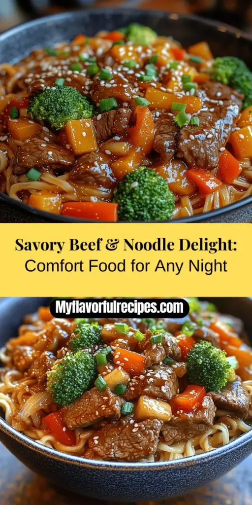 Discover the comforting flavors of Savory Beef & Noodle Delight, a delightful dish perfect for busy weeknights. This recipe combines tender beef sirloin, vibrant vegetables, and silky egg noodles, all enveloped in a savory sauce. Easy to prepare and packed with nutrition, it's a meal that satisfies both taste buds and the need for convenience. Whether for a family dinner or meal prep, this dish promises to impress your loved ones with its deliciousness and visual appeal. Get ready to elevate your weeknight dinners!