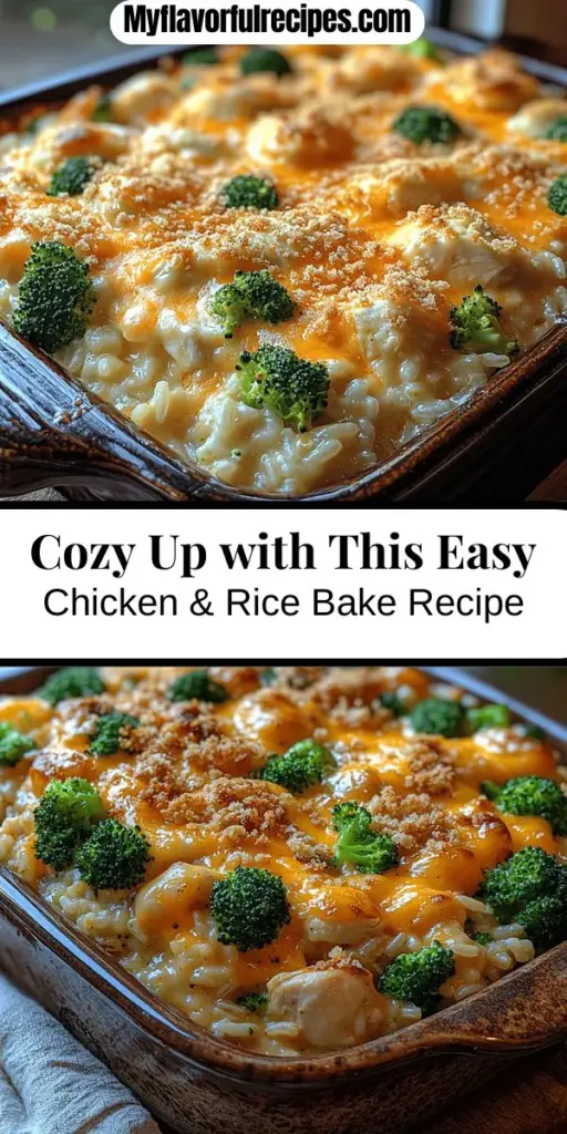 Experience the warmth of home-cooked meals with this Comforting Chicken & Rice Bake recipe. This hearty casserole combines shredded rotisserie chicken, fluffy rice, fresh broccoli, and creamy sauce to create a dish that is both simple and satisfying. Perfect for busy weeknights or family gatherings, this bake is not only a feast for the taste buds but also a nostalgic reminder of cherished memories. Easy to prepare and full of flavor, it’s bound to become a beloved favorite in your kitchen.