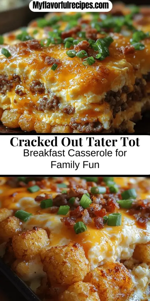 Discover the delicious Cracked Out Tater Tot Breakfast Casserole, a family favorite perfect for any occasion. This easy-to-make dish combines crispy tater tots, savory breakfast sausage, and creamy eggs for a satisfying meal that appeals to both kids and adults. With layers of cheese and flavorful seasonings, this casserole can be customized to suit your taste. Great for gatherings or a cozy breakfast at home, it's sure to become a staple in your kitchen.