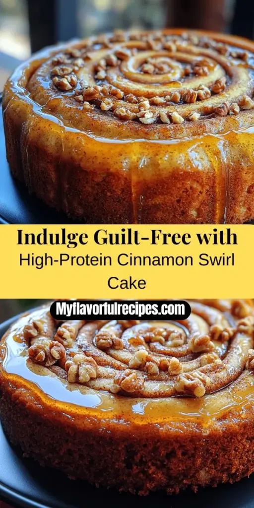 Discover the perfect balance of indulgence and nutrition with this high-protein cinnamon swirl cake. Moist, fluffy, and packed with protein from Greek yogurt and protein powder, this delightful dessert allows you to satisfy your sweet tooth while supporting your fitness goals. Using wholesome ingredients like whole wheat and almond flours, natural sweeteners, and cinnamon, this cake is a guilt-free treat that everyone will love. Perfect for any occasion, this recipe is as nutritious as it is delicious!