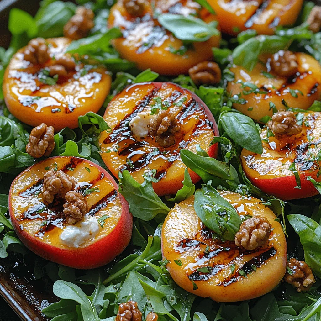 At the heart of this salad lies a harmonious blend of flavors that tantalize the taste buds. The natural sweetness of grilled peaches is enhanced by the caramelization that occurs during grilling, creating a delicious contrast to the creamy, milky texture of burrata cheese. Each bite brings together the juicy fruit with the rich, buttery cheese, complemented by the peppery notes of arugula or mixed greens.