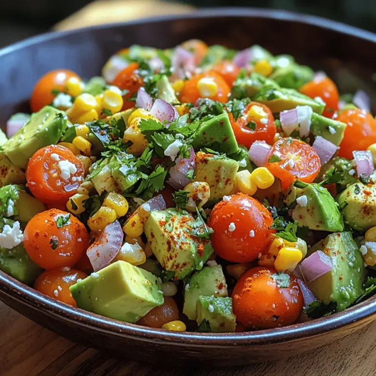 As the temperatures rise and summer gatherings beckon, there’s nothing quite as refreshing as a vibrant, colorful salad that tantalizes the taste buds. The Zesty Avocado Corn Tomato Fiesta Salad is a perfect embodiment of this seasonal delight. Bursting with flavor and packed with nutritious ingredients, this salad not only appeals to the eye but also brings a sense of lightness and vitality to your meals. Whether you're hosting a backyard barbecue, preparing a potluck dish, or simply craving a fresh, healthy addition to your lunch, this salad fits the bill perfectly.