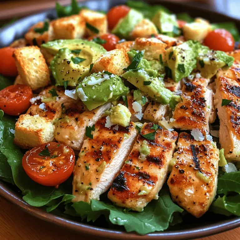 The beauty of the Avocado Chicken Caesar Salad lies in its harmonious blend of flavors and textures. Imagine taking a bite that showcases the creamy richness of avocado, the juicy tenderness of grilled chicken, and the satisfying crunch of fresh romaine lettuce. This combination not only excites the palate but also delivers an array of health benefits.