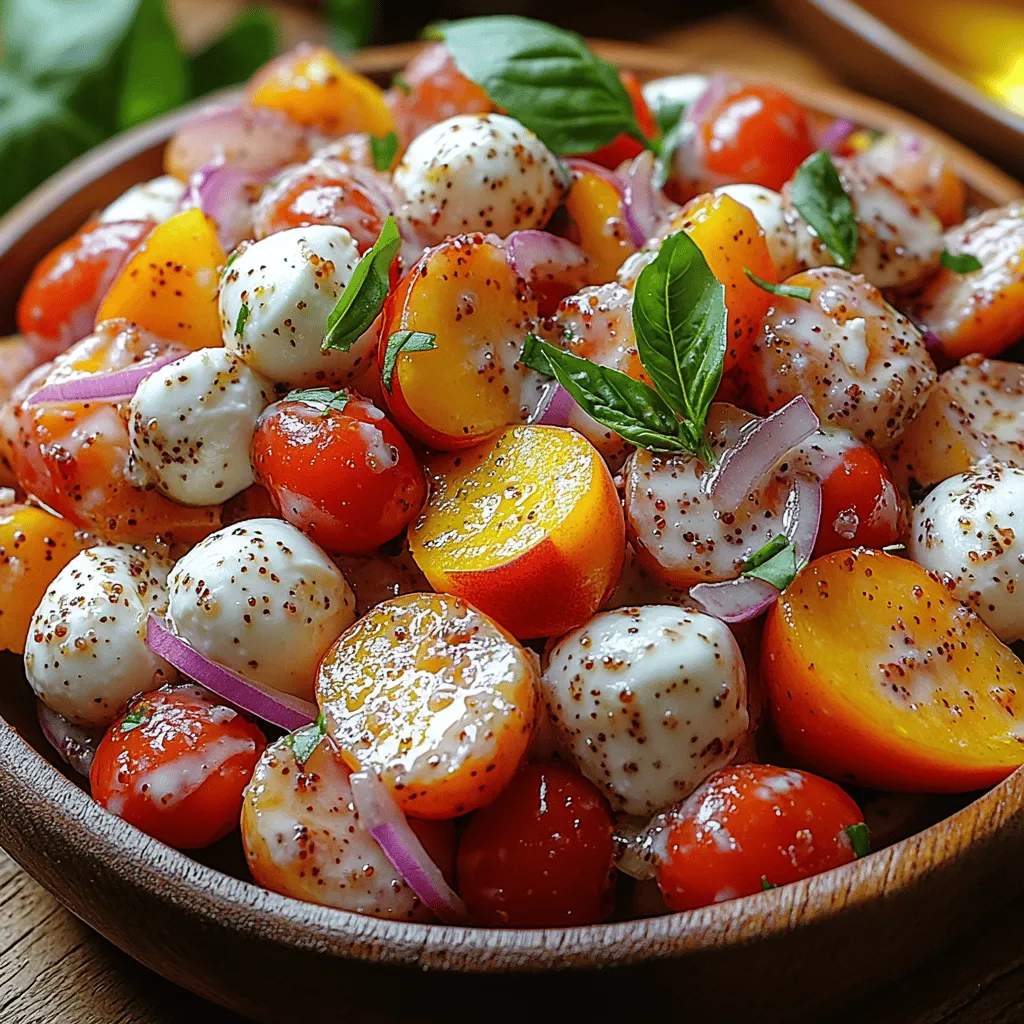 As the sun begins to shine brighter and the days grow longer, there’s nothing quite like a refreshing salad to celebrate the season. The Creamy Peach Tomato Salad stands out as a delightful dish that perfectly embodies the essence of summer. This salad combines the luscious sweetness of ripe peaches with the juicy burst of fresh cherry tomatoes, creating a medley that is both vibrant and satisfying. With the addition of creamy mozzarella and a tangy dressing, this salad is not only a feast for the eyes but also for the palate.