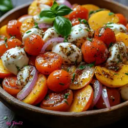 As the sun begins to shine brighter and the days grow longer, there’s nothing quite like a refreshing salad to celebrate the season. The Creamy Peach Tomato Salad stands out as a delightful dish that perfectly embodies the essence of summer. This salad combines the luscious sweetness of ripe peaches with the juicy burst of fresh cherry tomatoes, creating a medley that is both vibrant and satisfying. With the addition of creamy mozzarella and a tangy dressing, this salad is not only a feast for the eyes but also for the palate.