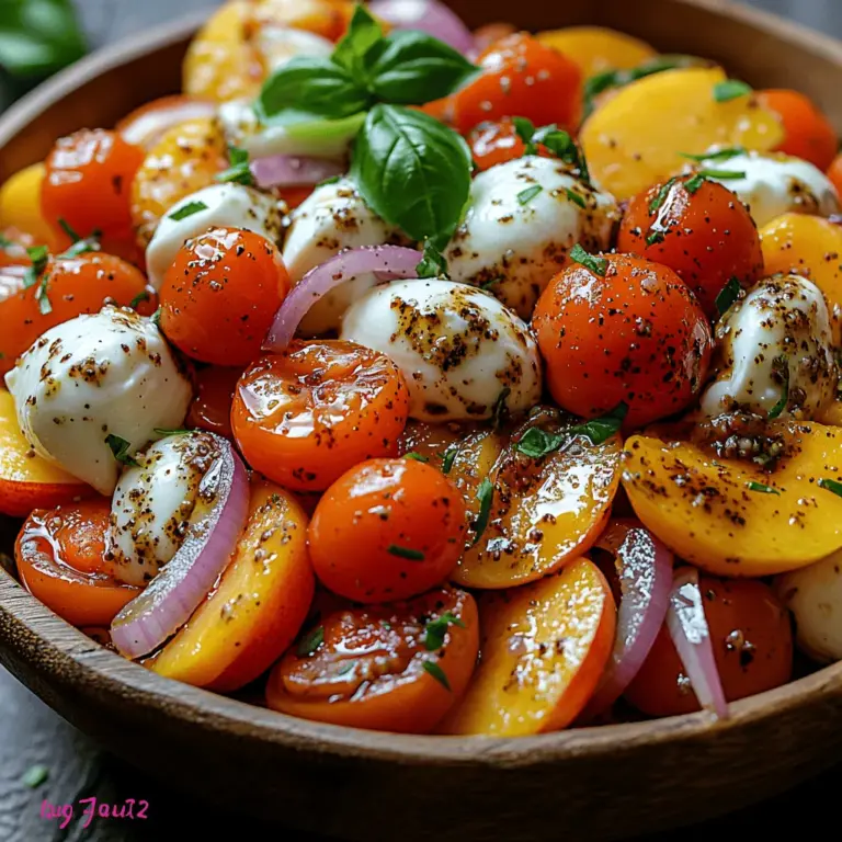 As the sun begins to shine brighter and the days grow longer, there’s nothing quite like a refreshing salad to celebrate the season. The Creamy Peach Tomato Salad stands out as a delightful dish that perfectly embodies the essence of summer. This salad combines the luscious sweetness of ripe peaches with the juicy burst of fresh cherry tomatoes, creating a medley that is both vibrant and satisfying. With the addition of creamy mozzarella and a tangy dressing, this salad is not only a feast for the eyes but also for the palate.