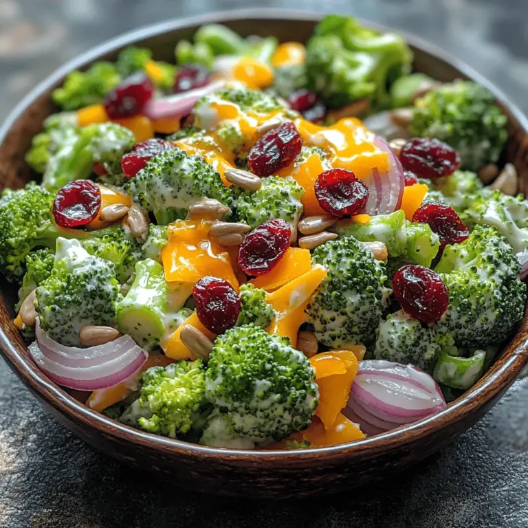 The Sweet & Tangy Broccoli Salad is a vibrant dish that brings together the crunch of fresh vegetables and the delightful interplay of sweet and savory flavors. This salad has gained popularity not only for its delicious taste but also for its colorful presentation and nutritional benefits. In a world where healthy eating is paramount, this salad serves as an excellent example of how to enjoy wholesome ingredients without sacrificing flavor.