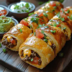 If you're searching for a savory snack or a delightful meal that combines the beloved flavors of tacos in a fun and handheld format, look no further than Cheesy Taco Sticks. This easy-to-make recipe takes the classic elements of a taco—seasoned meat, gooey cheese, and zesty toppings—and wraps them in a convenient stick form that’s perfect for dipping, sharing, or enjoying solo. Whether you're hosting a game day party, preparing a quick weeknight dinner, or simply craving a satisfying snack, these Cheesy Taco Sticks are sure to be a hit.