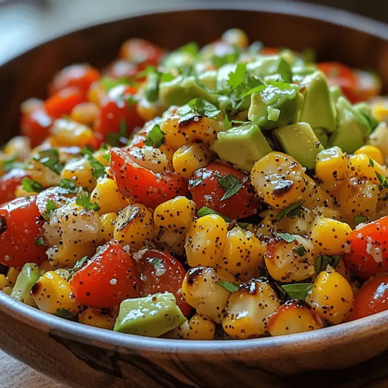 The Fiery Fiesta Roasted Red Pepper and Corn Salad is a vibrant and flavorful dish that brings a delightful mix of textures and tastes to your table. This salad is not just a feast for the eyes; it’s a celebration of summer flavors, combining the sweetness of fresh corn, the smoky allure of roasted red peppers, and a medley of crisp vegetables. Perfect for summer gatherings, barbecues, or even as a healthy side dish for weeknight dinners, this recipe will have everyone coming back for seconds.