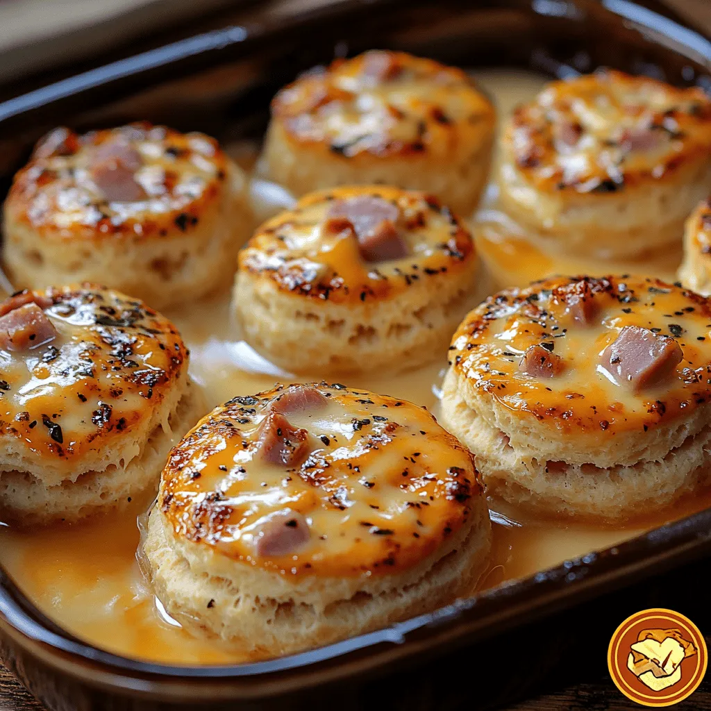 Discover the delightful world of savory baking with our Savory Ham and Cheese Butter Swim Biscuits. These biscuits are a celebration of flavor and texture, harmoniously combining the rich, savory notes of cheese and ham with the comforting fluffiness of freshly baked biscuits. Perfectly suited for breakfast, brunch, or as a side dish to elevate your dinner, these biscuits bring warmth and satisfaction to any meal.