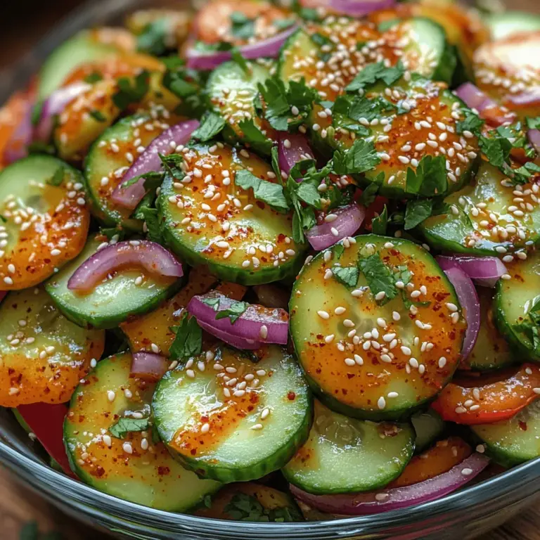 As the temperatures rise and summer unfolds, nothing quite beats the allure of a refreshing salad that captures the essence of the season. The Sweet Chili Cucumber Salad is a vibrant blend of fresh vegetables, herbs, and a delightful dressing that offers a symphony of flavors: sweet, tangy, and just a hint of spice. This dish not only showcases the crispness of cucumbers but also highlights how simple, fresh ingredients can elevate a meal, making it the perfect addition to any summer gathering or a light lunch.