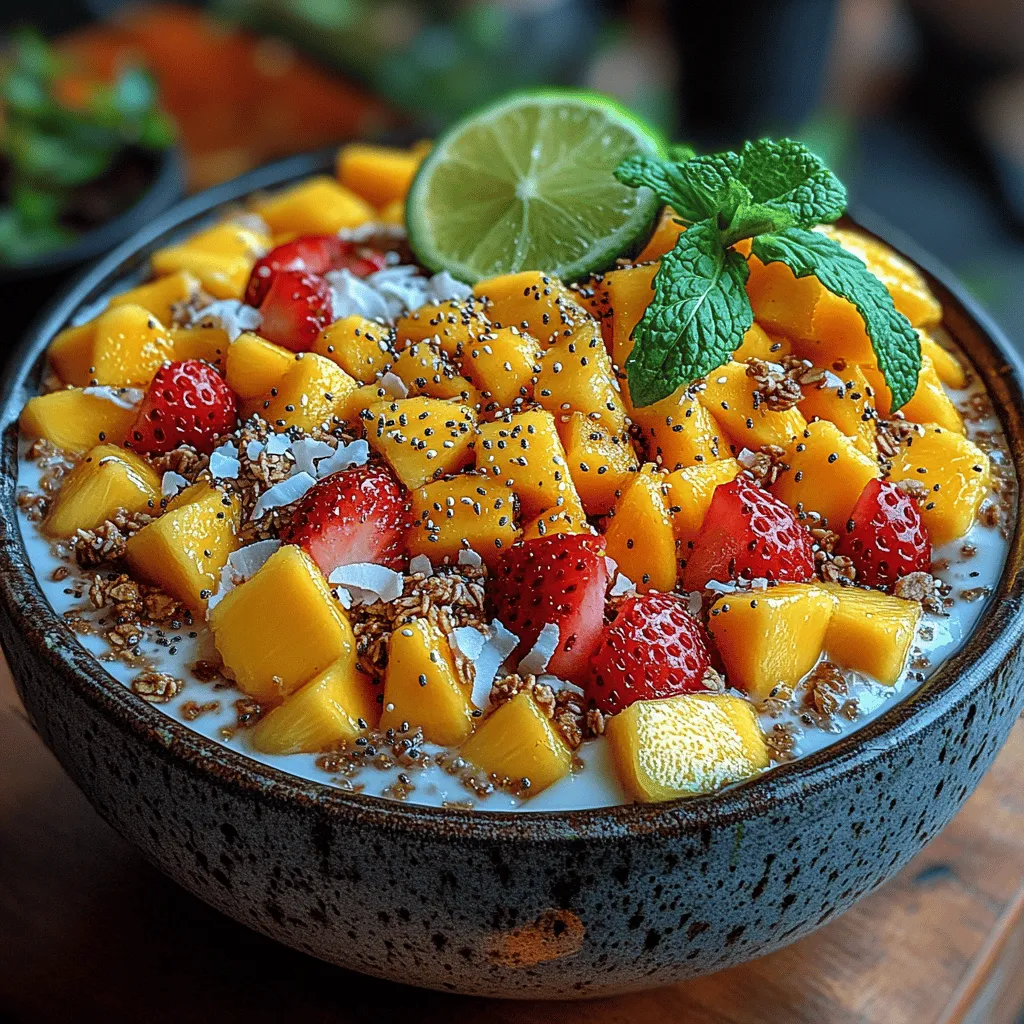 In the realm of health-conscious eating, the Tropical Bliss Bowl emerges as a vibrant, nutritious dish that effortlessly marries tropical flavors with health benefits. This bowl is not just a meal; it is an experience that transports you to sun-kissed beaches and lush fruit orchards with every bite. Perfect for breakfast, brunch, or even a refreshing snack on a warm day, the Tropical Bliss Bowl is a delightful way to infuse your diet with the bright, luscious flavors of mango and strawberries.