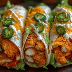 Crispy Chicken Ranch Wraps are a delightful and satisfying meal option that has gained popularity for their irresistible combination of flavors and textures. The crunchy exterior of the chicken paired with the creamy ranch dressing creates an explosion of taste that is sure to please anyone at the dining table. These wraps are not only delicious but also incredibly versatile, making them an excellent choice for lunch, dinner, or even a quick snack. Whether you’re packing lunch for work, preparing a family dinner, or hosting a gathering, these wraps can easily adapt to fit any occasion.