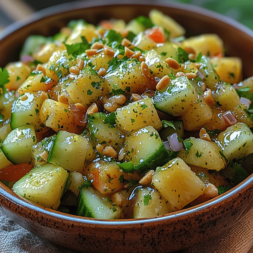 As the warm weather rolls in, our cravings often shift towards lighter, more refreshing dishes that not only delight the palate but also provide nourishment. One such dish that perfectly encapsulates these qualities is the Pineapple Cucumber Refresh salad. This vibrant mix of ingredients is not only visually appealing with its bright colors but also bursts with flavors that dance on the tongue. Imagine biting into juicy pineapple pieces, crisp cucumbers, and the zest of lime all at once—it's a taste experience that transports you to a sun-soaked beach, no matter where you are.