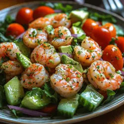 The Zesty Shrimp Avocado Salad is not only a feast for the eyes but also a powerhouse of nutrition. Shrimp is an excellent source of high-quality protein and is rich in omega-3 fatty acids, which are essential for heart health. Avocados, on the other hand, are famous for their creamy texture and abundant healthy fats, particularly monounsaturated fats, which can help reduce bad cholesterol levels. Additionally, avocados are packed with fiber, vitamins, and minerals.