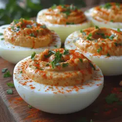 This dish stands out for several reasons. First, it embraces the growing popularity of plant-based ingredients while maintaining the traditional elements that make deviled eggs so irresistible. By incorporating hummus, which is made from chickpeas, tahini, and olive oil, these deviled eggs become a delightful fusion of textures and flavors, creating a creamy filling that’s both satisfying and wholesome.