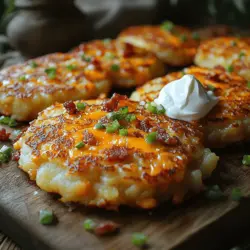 Cheddar Bacon Potato Pancakes are a delightful fusion of flavors that bring comfort and satisfaction to any meal of the day. These pancakes are not your typical breakfast fare; they are a savory twist that combines the heartiness of potatoes with the rich, melty goodness of sharp cheddar cheese and the irresistible crunch of crispy bacon. Perfect for breakfast, brunch, or even as a snack, these pancakes are sure to please anyone at the table.