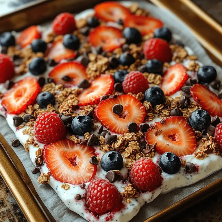 Frozen Yogurt Berry Bark is more than just a simple dessert; it's an experience. The vibrant colors of the berries against the creamy yogurt create a visually appealing treat that looks as good as it tastes. The combination of flavors and textures—from the tartness of the berries to the sweetness of the yogurt and the crunch of granola—makes every bite a delightful surprise.