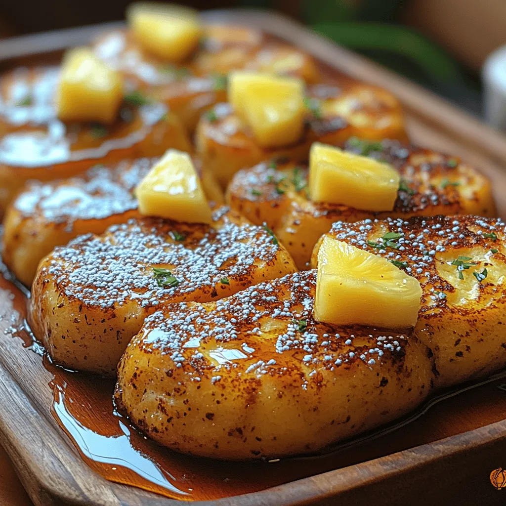 The charm of Aloha French Toast Delight lies in its ability to combine the familiar comfort of French toast with the exotic flavors of Hawaii. This dish draws inspiration from traditional Hawaiian cuisine, which celebrates the abundance of fresh, tropical ingredients. The use of Hawaiian rolls as the base not only adds a delightful sweetness but also creates a soft and pillowy texture that contrasts beautifully with the crispy exterior of the French toast.
