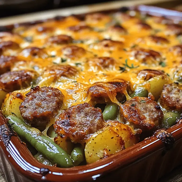 The Savory Sausage, Green Bean & Potato Casserole is a delightful dish that encapsulates the essence of comfort food. With its rich, hearty flavors and warmth, this casserole has become a staple at family gatherings, weekend meals, and potlucks. It brings people together, evoking memories of shared moments around the dining table. This dish balances protein, vegetables, and carbohydrates, making it not just satisfying but also nutritionally rounded.
