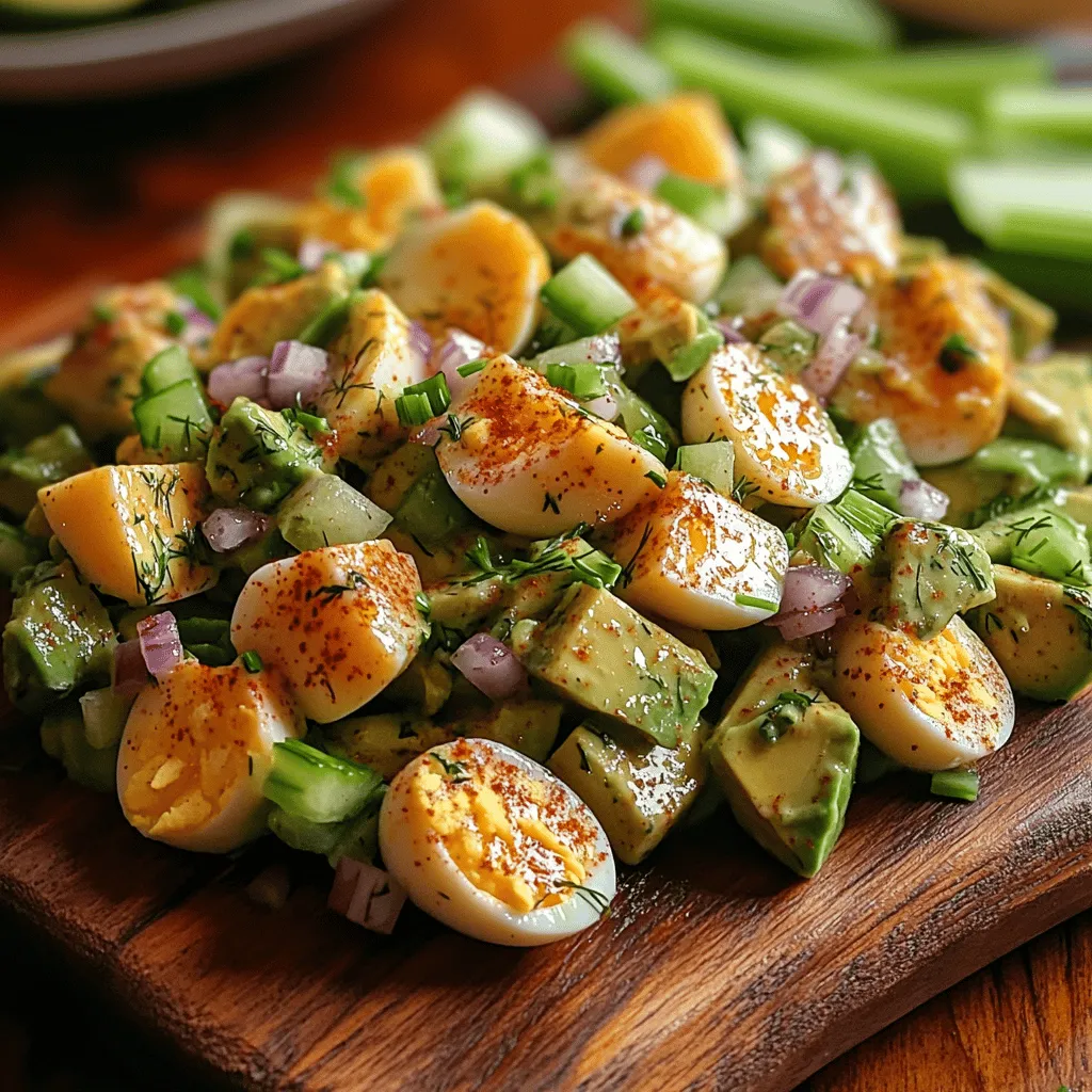 This creamy avocado egg salad is more than just a meal; it’s a culinary experience that brings together the richness of avocados and the satisfying protein of eggs. The smooth, buttery texture of avocados complements the softness of hard-boiled eggs, resulting in a salad that is both comforting and refreshing. Whether served on a bed of greens, as a filling for a sandwich, or simply enjoyed with whole-grain crackers, this dish is adaptable and can cater to various dietary preferences.